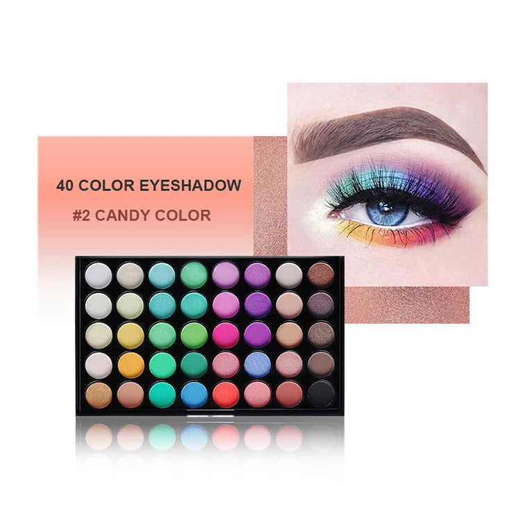 40 Color Professional Eyeshadow Palette Natural Matte Eye Shadow Shimmer Finish for Light Dark Fair Glitter Cosmetics No Logo MegaBDM