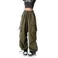 Design Sense Summer High Street Straight Wide Leg Side Stripe Large Pockets Cargo Pants Trendy Women's
