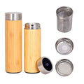 Travel Bamboo Tumbler Tea Cup Water Bottle Thermo with Led Temperature Display Lid and Tea Stainer