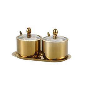 Glass Cover Spice Jar Salt and Pepper Shakers Set Spoon and Lid Integrated Seasoning Jar With Rack Kitchen Supplies