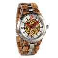 BOBO BIRD Luxury Men's Watches Quickshipping Automatic Mechanical Skeleton Sport Wristwatches Pointer Simulation Bamboo Wood