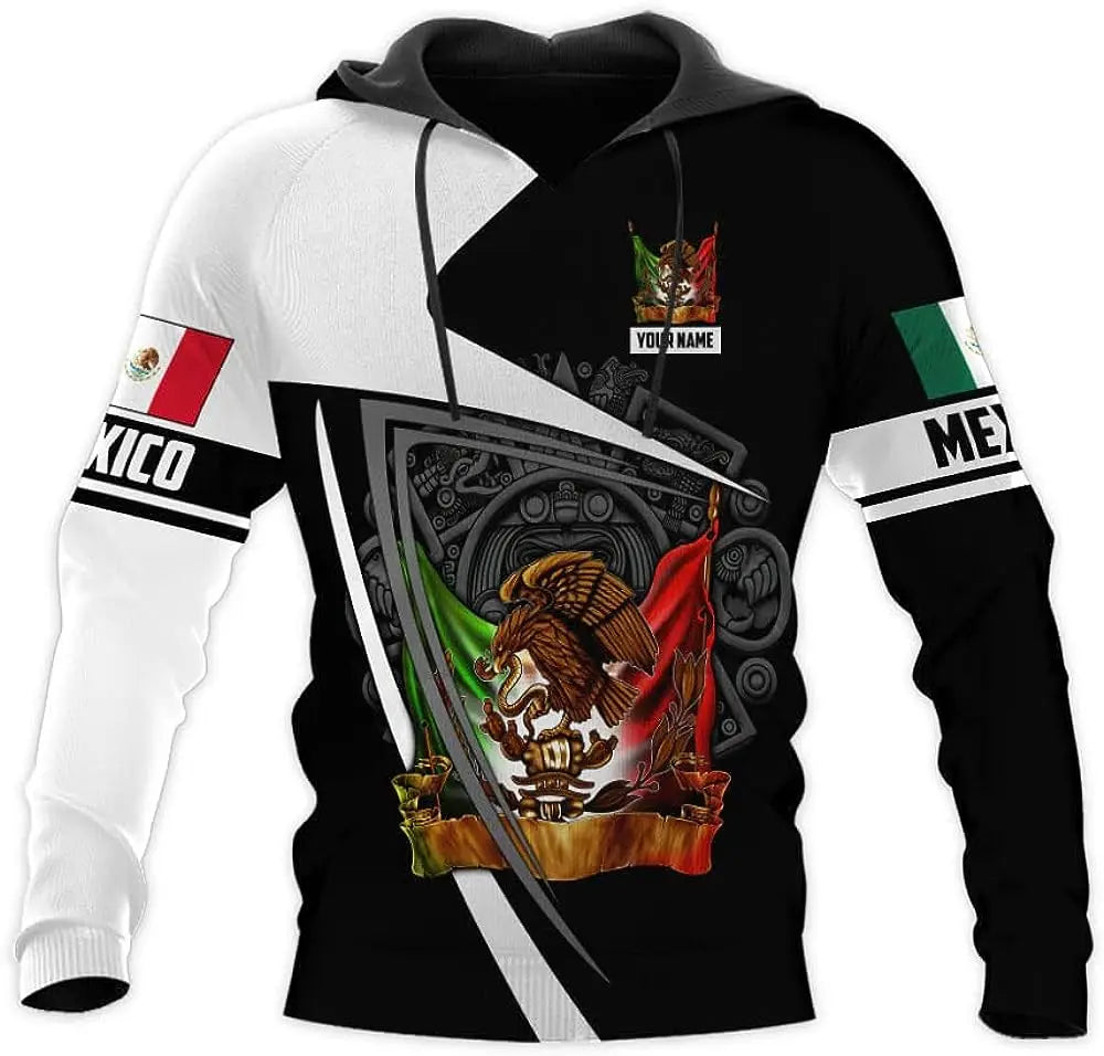 Fitspi Personalized Name Mexican Hoodie 3d Customized Mexican Hoodies for Men Unisex Mexico Sweatshirt Pullover Wholesale