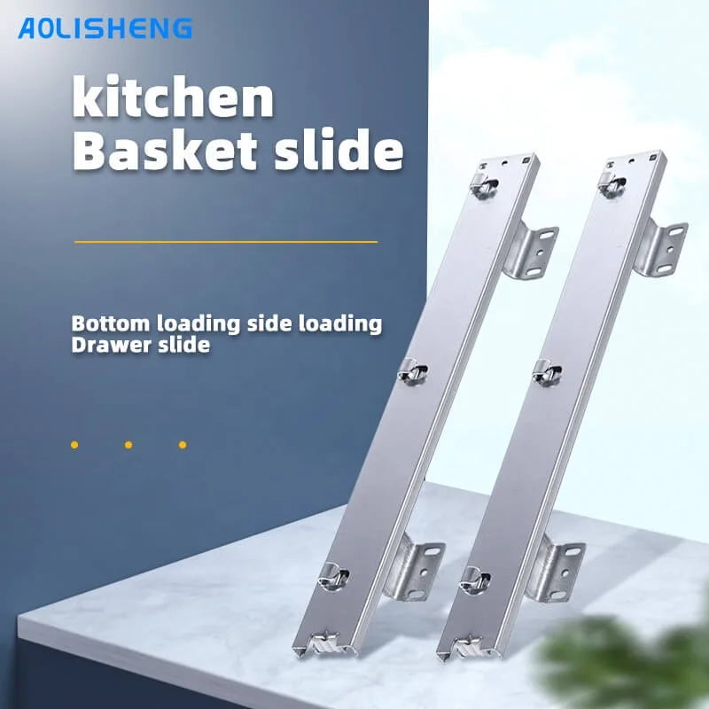 AOLISHENG Triple Extension Pull Shelves Kitchen Cabinets Soft Close Sliding Wire Baskets Drawer Slide Rail for RV Gym Apartment
