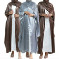 Modest Dubai Abaya Two Piece Set With Hijab Solid Color Luxury Abaya Women Muslim Dress Shinny Kimono Abaya Islamic Clothing