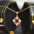 2026 Gold Plating Luxury Women Sterling Silver Red Ruby Pendant Necklace