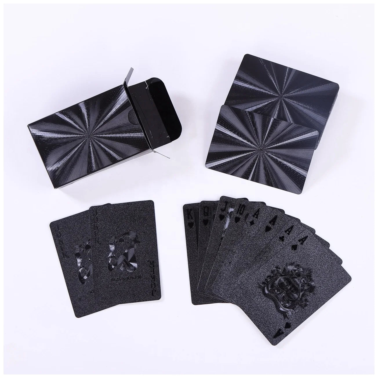 Full Black Full Gold Foil Plated PET Grid Laser Poker Playing Cards Double Sided Four-Color Printing Plastic Smooth Texture