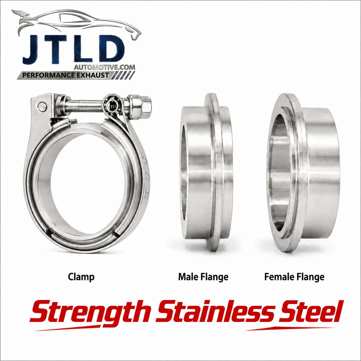 JTLD Heavy Duty 304 Stainless Steel V-Band Exhaust Clamp and Male/Female Flange Set V Band Set