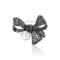 Exquisite Minimalist Retro Alloy Rhinestone Bow Brooch Versatile Women's Clothing Chest Flower Jewelry for Parties and Gifts
