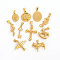 Trendy 18k PVD Gold Plated Stainless Steel Single Charm Pendant Rose Seahorse Plane Unicorn Design for Fashion Jewelry Necklaces
