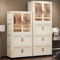 Sesame Bedroom Plastic Cabinet for Clothing Storage Collapsible Free Installation Stacking Storage Cabinet With Clothes Hanger