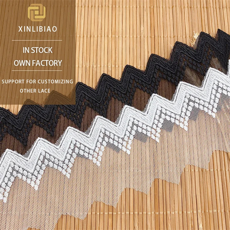 Mesh Lace Fabric Off-the-Shelf 6cm Wave Width DIY Polyester Silk Embroidery Water Soluble Lace Home Decor Wedding Dress Beaded