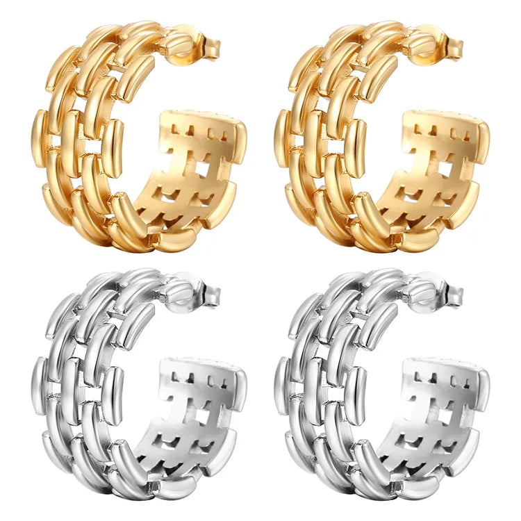 Nabest PVD Stainless Steel Earring Jewelry Tarnish Free Luxuies Hollow Thread Cc Chunky Stud Women Earrings Hoops