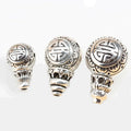 S007 925sterling Silver Tibetan Buddhist Meditation Mala Beads Antique Silver 3-hole Guru Beads