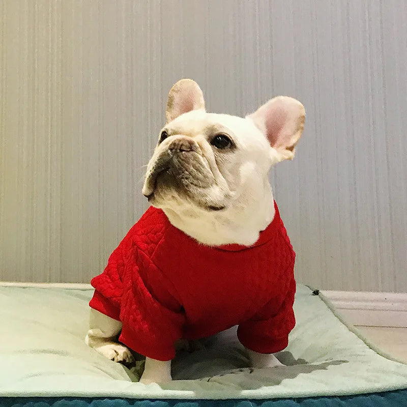 GMTPET Wholesale French Fighting Clothes Pug Fat Dog Autumn and Winter Thickened Solid Color Sweater Pullover Pet Dog Sweater