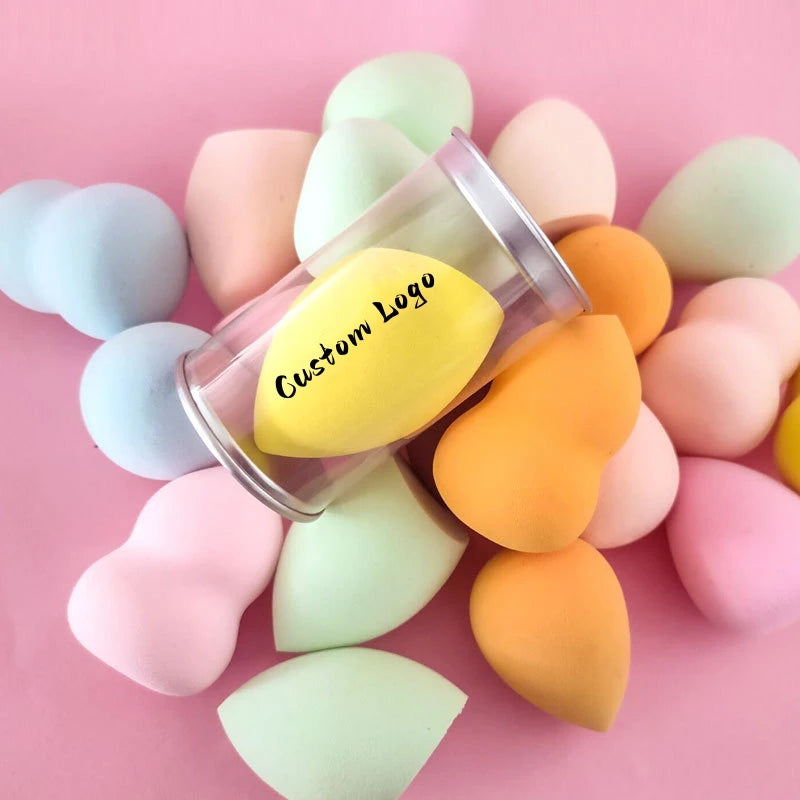 Custom Logo Iron Box Washable Makeup Sponge Soft Cosmetic Powder Puff Non Latex Beauty Egg Liquid Foundation Blender Sponges