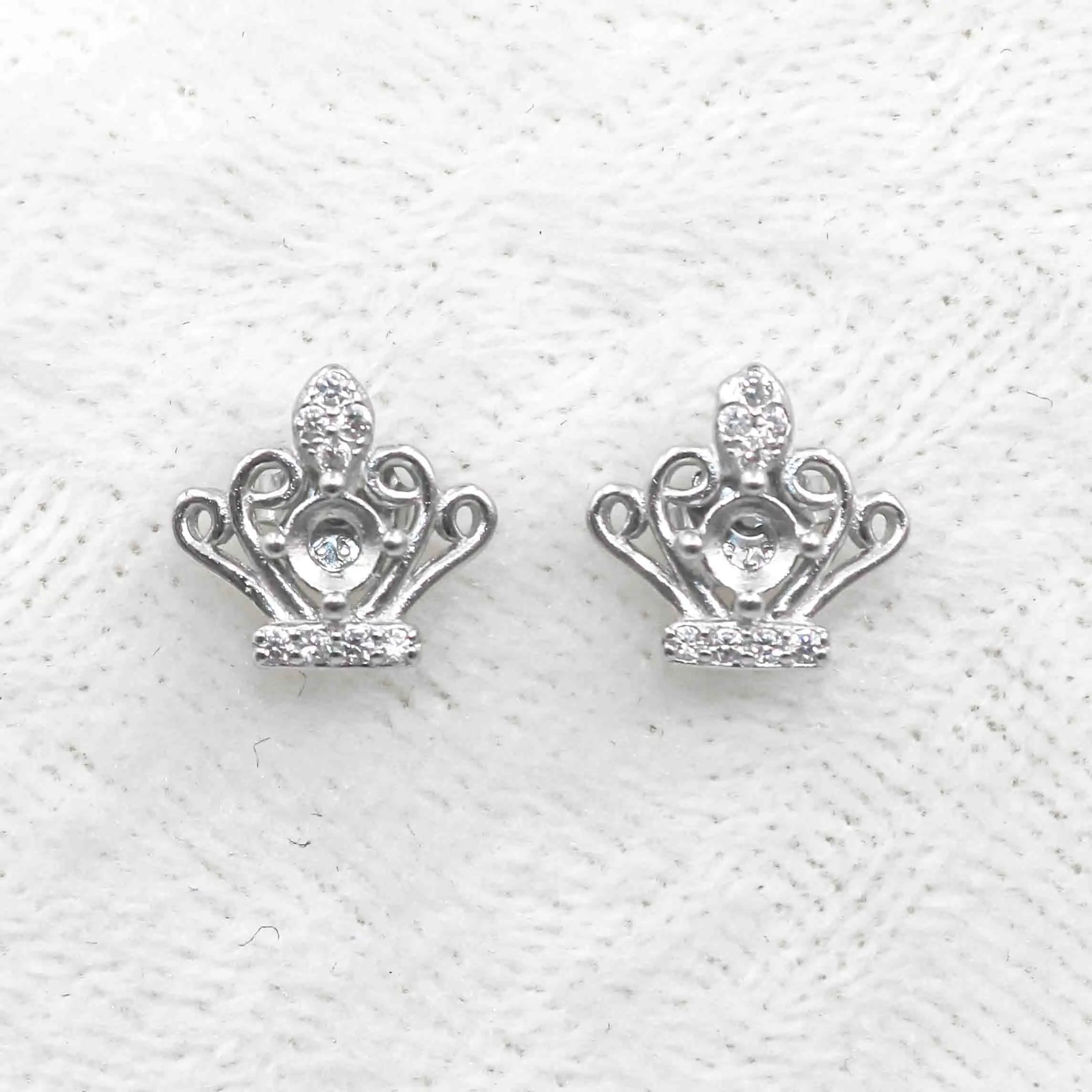Sterling Silver 3*3mm Semi Mount Stud Earrings Empty Support Blank Claws Setting S925 Base Without Center Stone for DIY Inlay