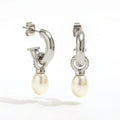 Fenny Fast Delivary Elegant Pearl Pendant Hollow C Hoop Brass Earrings Trendy for Wome Wholesale Brass Ladies Jewelry