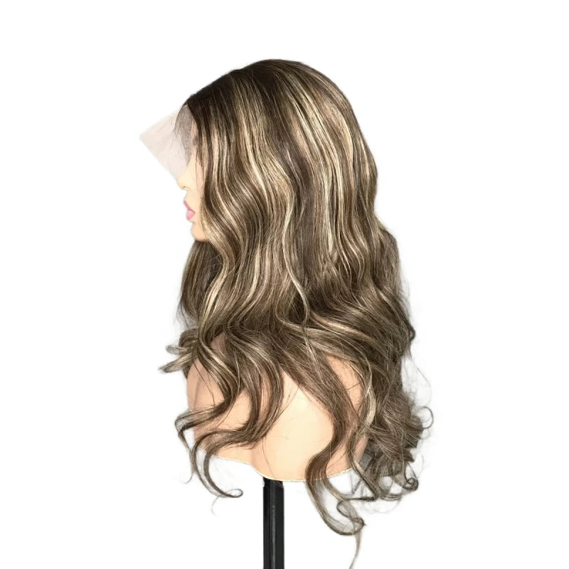 Balayage Color 2/27# Human Hair Lace Front Wigs Highlight 13"x 6" Chinese Remy Hair Hd Lace Frontal Wig