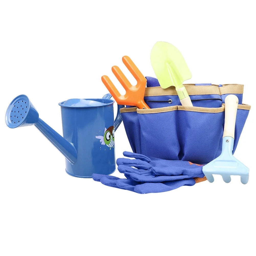 Kids Gardening Set with Metal  Garden Hand Tools Watering Can Kids Gloves & Carry Bag Nice Kids Garden Toy