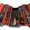85pcs Portable Folding Toolbox Set Auto Repair Household Car Storage Multi-functional Multi-layer Tin Box Wrench Ratchet Group