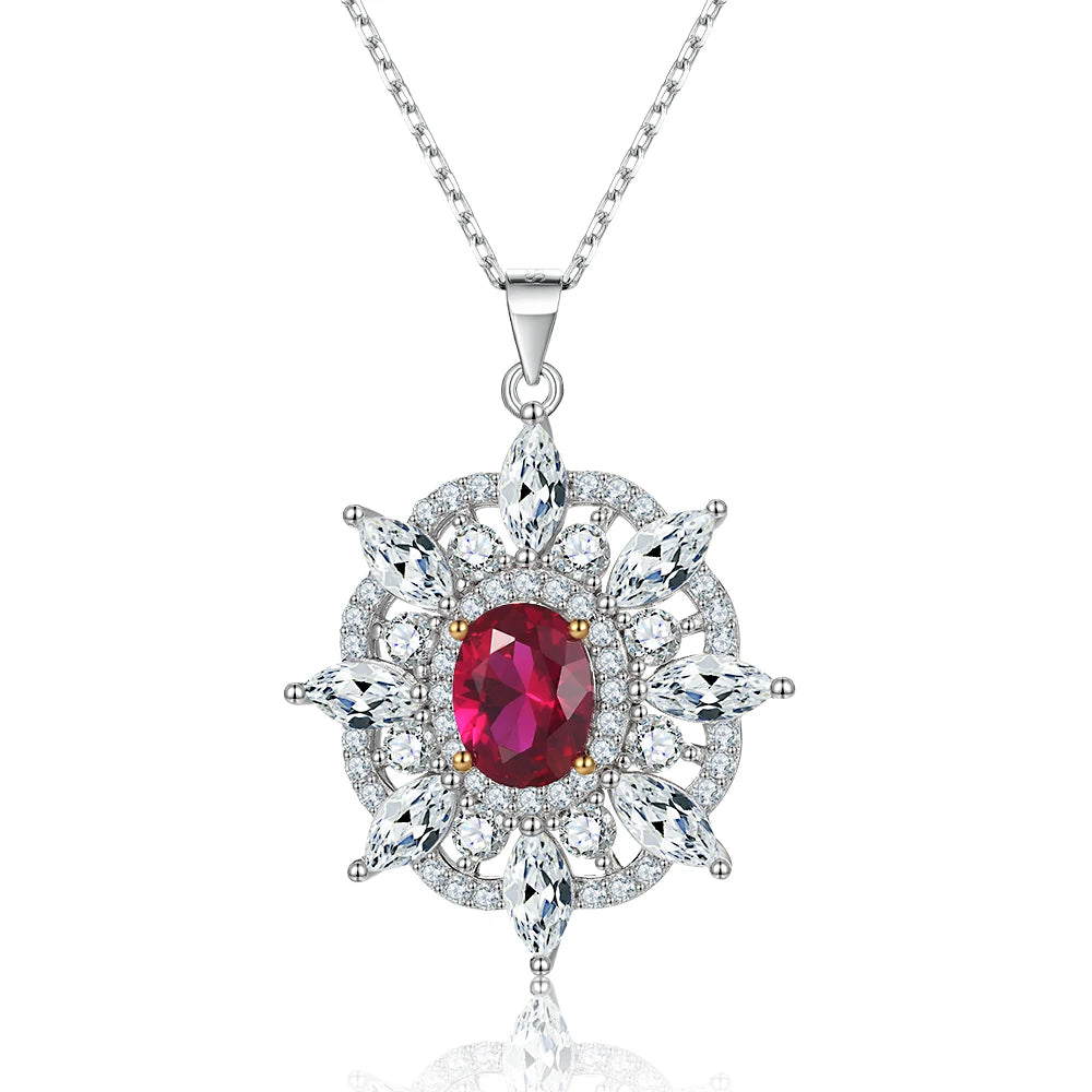 Wholesale New Style Luxury Rhodium Plated Sterling Silver Zircon Charm Pendant Necklaces for Women Engagement Wedding