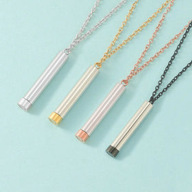 18k Gold Plated Hidden Message Locket Bar Necklace Blanks for Laser Engrave Women Stainless Steel Pendant Necklace