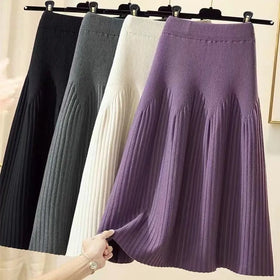 Wholesale 2026 Autumn Thickened Knitted New Slimming Mid Length Versatile A-line Skirt Women's Half Skirt