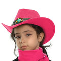 Classic 54CM Children Size Solid Color Cowboy Jazz Party Felt Top Cap Wide Brim Fedora Hat for Kids