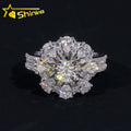 Luxury Fancy Cut Moissanite Iced Out Flower Design Men's Ring 925 Silver Gold Plated Hip Hop Fine Jewelry Men Ring