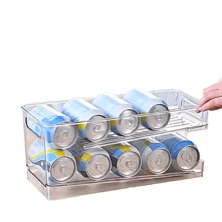 Kitchen Stackable 2 Layer Refrigerator Organizer Soda Can Dispenser Storage Box Bins Without Lid for Fridge