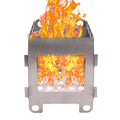 Portable Mini Folding Stainless Steel BBQ & Woodburning Stove Titanium for Camping with Included Storage Bag