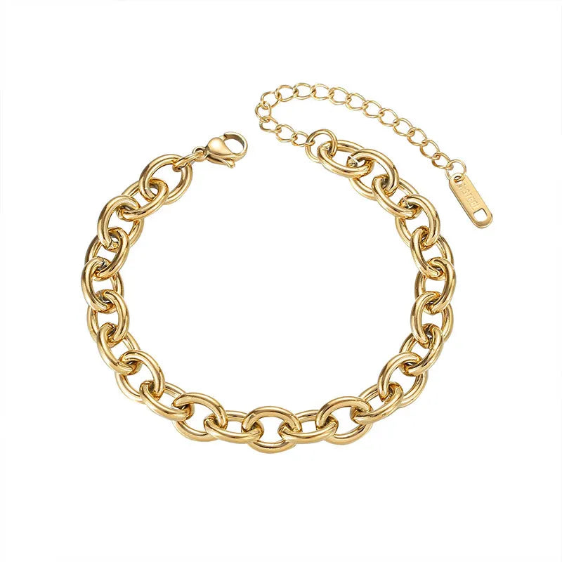 Luxury Design Shiny Gold Ins Style Woven Twisted Chain Only Stainless Steel Bracelet