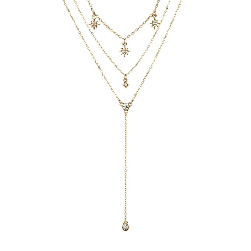 2022 Fashion Trendy Diamond Zircon Starlight Multi Layered Necklaces Chain Necklace