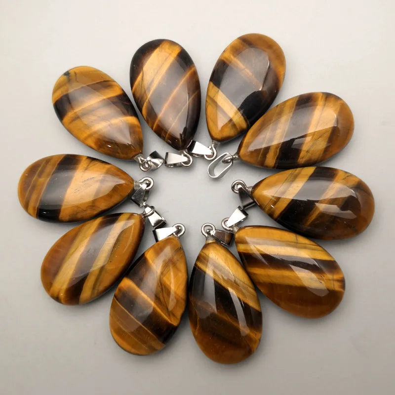 Hot Style Tiger's Eye Lapis Lazis Natural Stone Drop Pendant DIY Necklace Wholesale EBay Hot Stone Pendant
