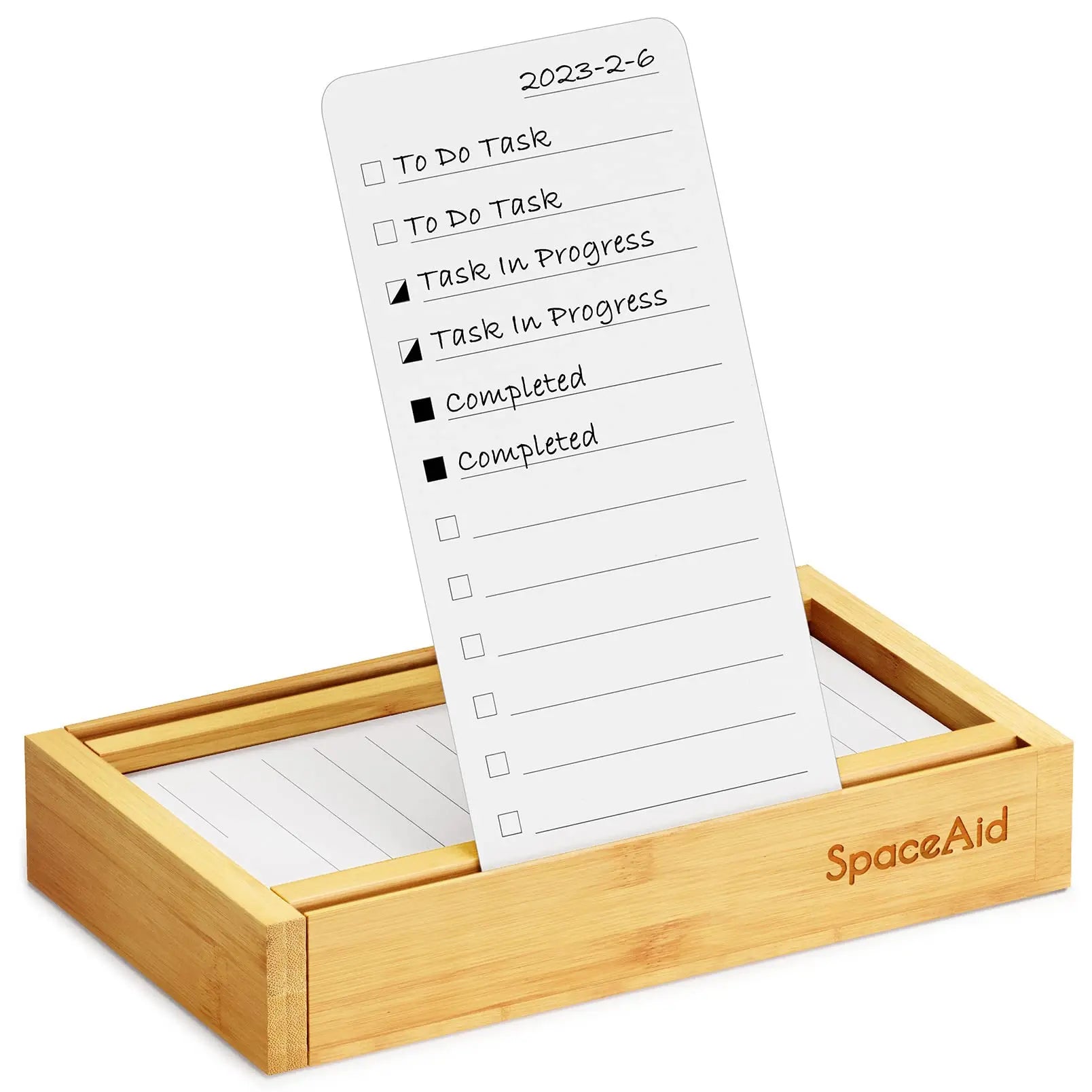 Daily ToDo Checklist Notepad Organizer with Bamboo Holder System Planners Notebook for Office Work Supplies