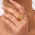 Customized Tarnish Free Vintage Serpentine Black Thumb Real Real Rectangular O Stainless Steel Ring Real Greek Wedding Band