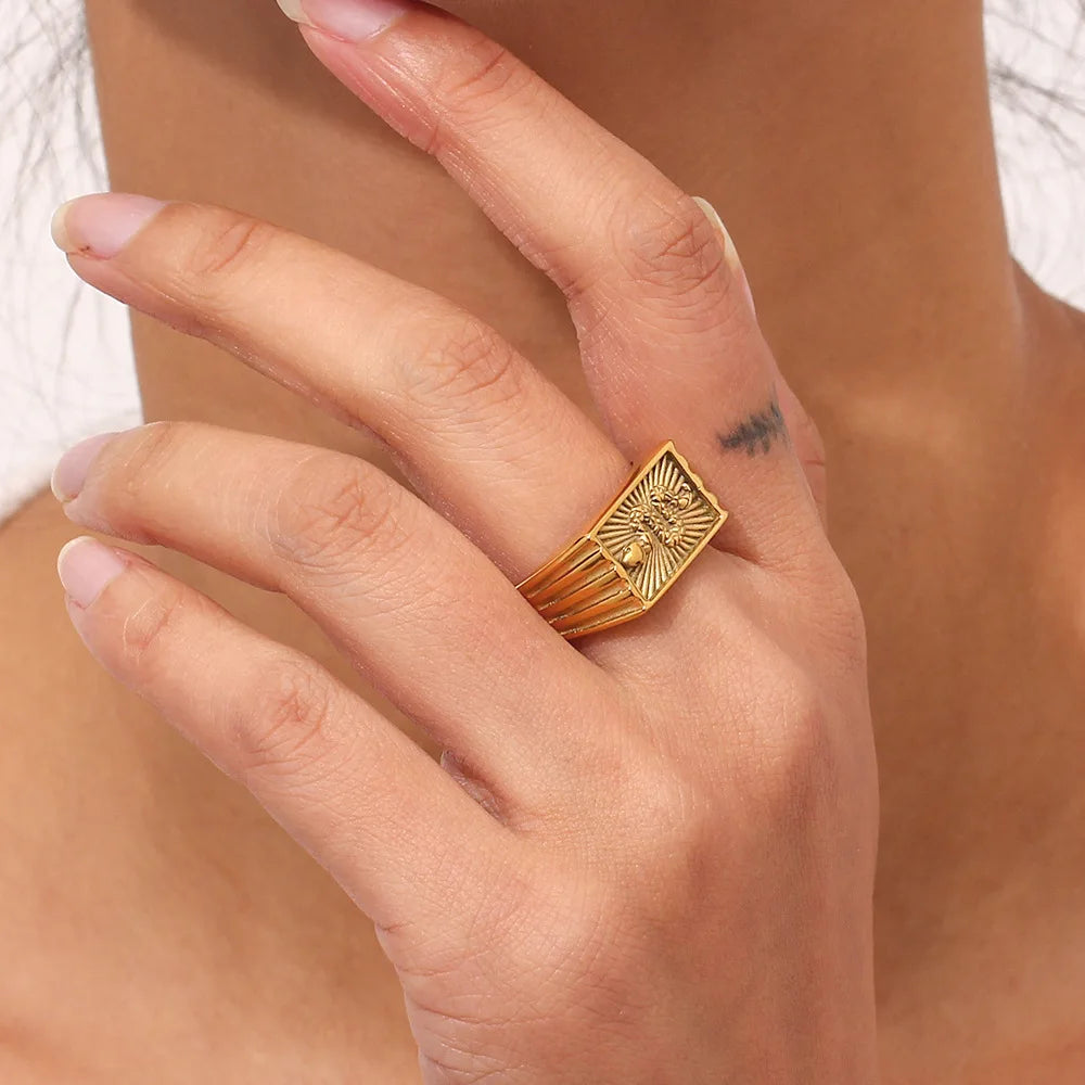 Customized Tarnish Free Vintage Serpentine Black Thumb Real Real Rectangular O Stainless Steel Ring Real Greek Wedding Band