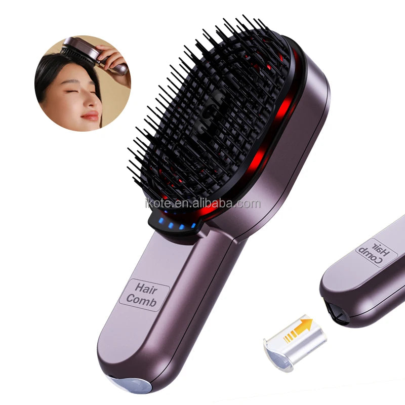 Portable Infrared Laser Hair Straightener with Essential Oil Massage Comb Handheld Plastic Scalp Head Massager for Home Use