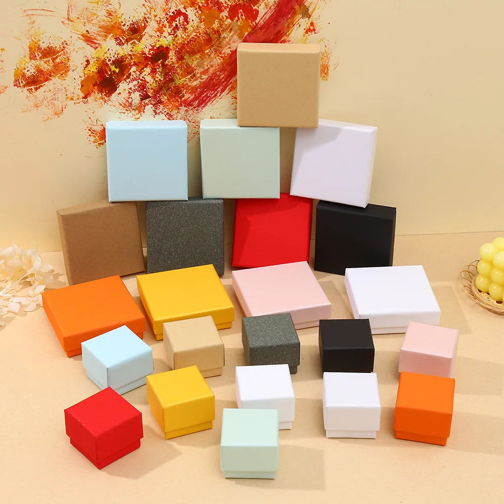 Custom Logo Colorful Cardboard Jewelry Gift Necklace Lid and Base Paper Packing Box With Black Foam Insert Jewelry Box