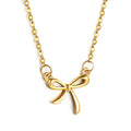 Non Tarnish Waterproof Trend Korean Jewelry Plated 18K Gold Necklaces Fine Stainless Steel Bow Necklace