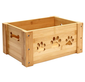 Bamboo Rectangle Eco-Friendly Dog Toy Box & Pet Food Storage Crates for Storing Cat and Dog Toys Dog Clothes Pet Snacks