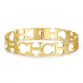 Correa De Reloj Pulsera Stainless Steel Engrave Letters CH Bracelet Aksesuar Bileklik Rose Gold Plated Wide Bracelet