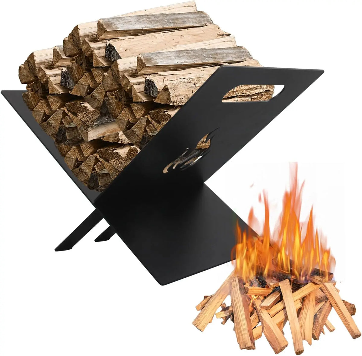 Firewood Rack Outdoor for Fireplace Wood Storage Firewood Rack Log Holder Wood Rack Log Stacker Storage Stand Organizer
