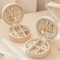 Custom Logo Small Round  Ring Earring Travel Jewellery Joyero Storage Organizer Jewelry Box