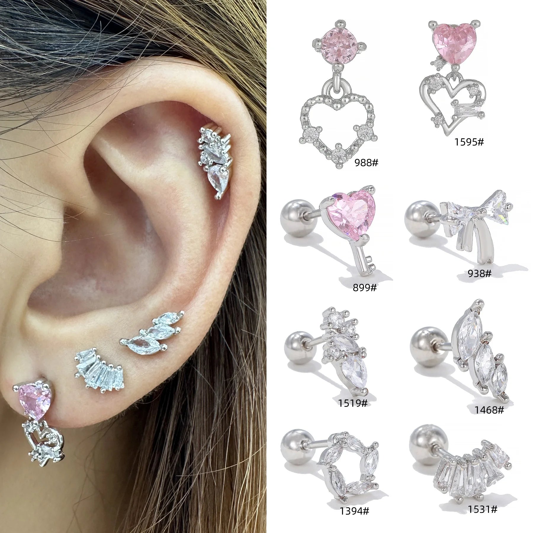ZUOLA Piercing Body Jewelry Charming Pink Zircon Stud Earrings Durable Titanium Posts Perfect for Teens and Sensitive Ears