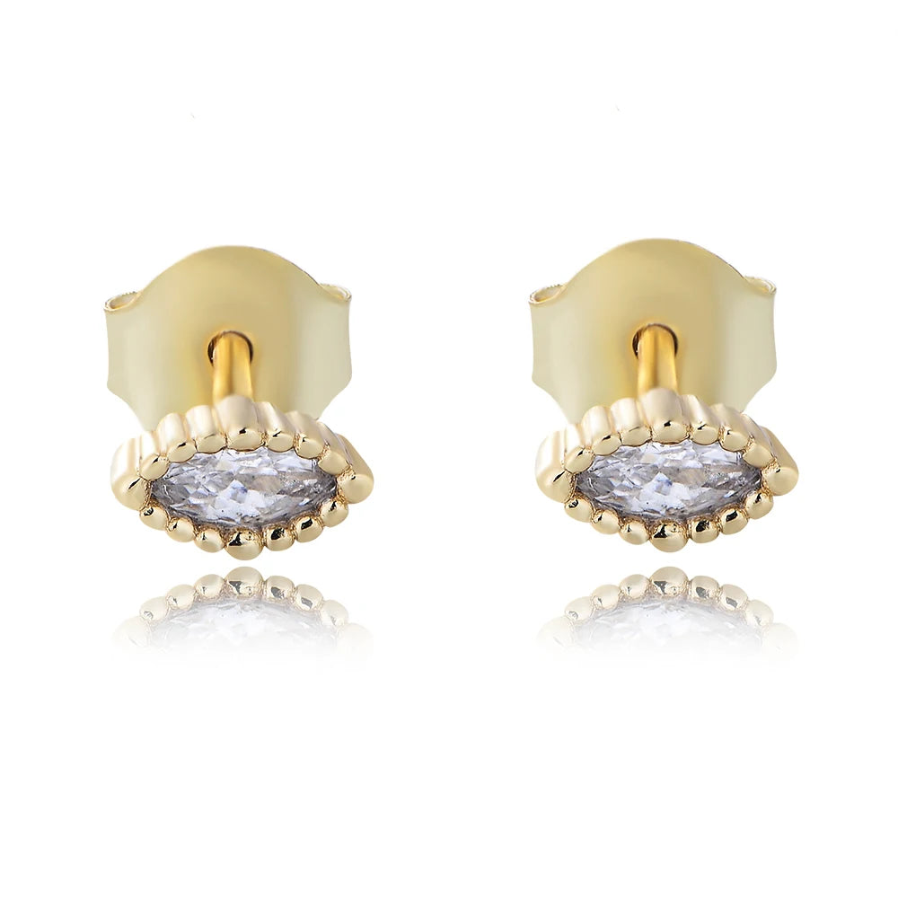 China Woman Brand Marquise Cut Eye Ear Studs Sparkly Earring Silver Bridesmaid Earring for Woman