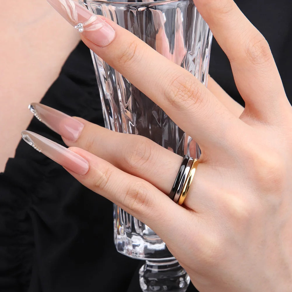 Chris April Simple Jewelry Tungsten Stainless Steel PVD Gold Plated Scratch Resistant Anti-corrosion Thin Knuckle Finger Ring