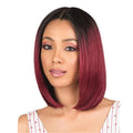 Mengtong European and American Dyed Midsection Wig Short Straight Hair Black Gradient Wine-red Wig Hair Set OPP Bag Cosplay 1pcs