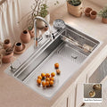 304 Stainless Steel Kitchen Sink Silver Large Single Slot Multifunction Household Dishwashing Basin Wash Vegetables Bowl