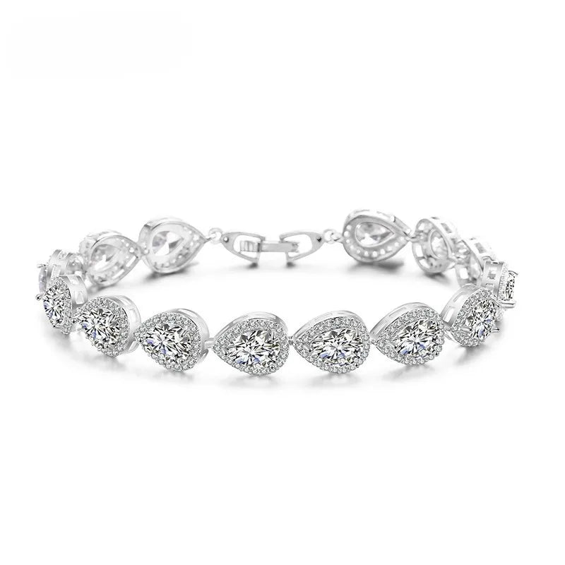 Micro Insert Exquisite AAA Water Drop Zircon Bracelet Temperament Bridal Wedding Dress Luxury Bracelet for Women
